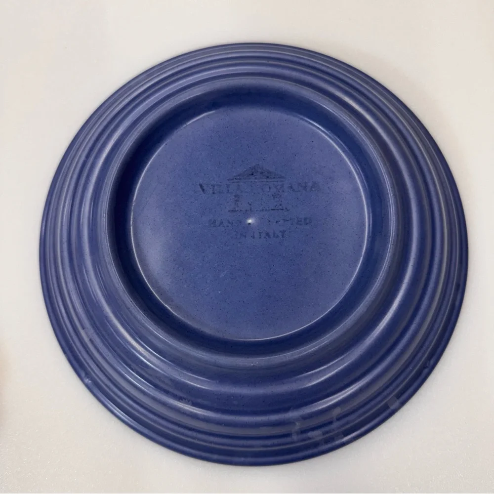 2 Villa Romana Salad Bowls ~ 8.25” Periwinkle Slate Blue Handmade In Italy